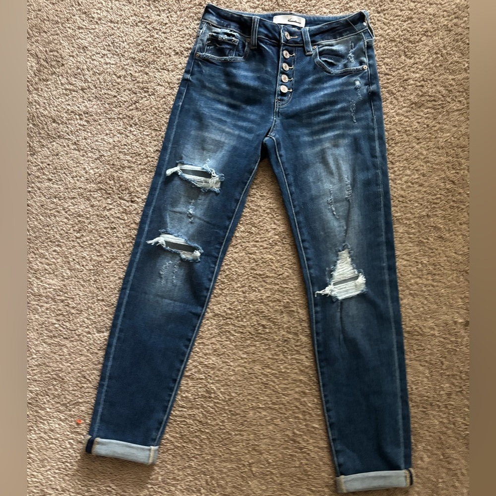 Women's Distressed Blue Jeans